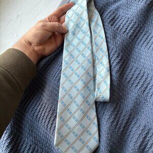 Chanel Light Blue Satin Silk Tie with CC Logo